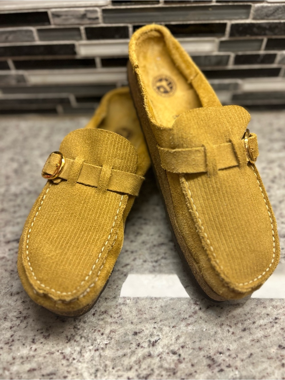 Birkenstock Buckley Suede Loafer Slip-On in Mustard Yellow women’s 9/mens 7